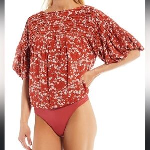 Intimately FREE PEOPLE Dessa Bodysuit Floral Rust combo S